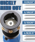 Heavy Duty Tungsten Sharpener Grinder For TIG Welding With A Straight Shooting Four Angle Rotary System and Dead On Precision Flat Grinding Block displaying grinding angles.