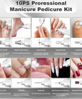 10PS Professional Manicure Pedicure Kit featuring ten grinding heads for nail care and gel polish removal.
