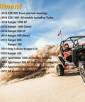 List of compatible RZR, Ranger, Sportsman, and Scrambler models with image of ATV in desert