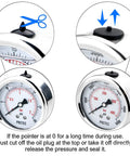 Glycerin Liquid Filled Two Point Five Inch Air Pressure Gauge With Stainless Steel Case, instructions for oil plug release