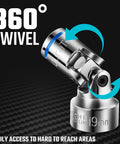 Three Eighth Inch Drive Universal Joint Socket Set Swivel Socket Set Ten Piece Metric Range Ten To Nineteen mm close-up view