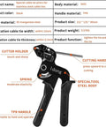 Pro Grade Heavy Duty Stainless Steel Cable Tie Gun Kit with labeled black cutting tool