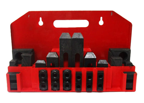 58 Piece Clamping Kit For Five Eighth Inch T Slot Systems With Mountable Storage Tray displaying hardware and tray.