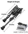 Carbon Fiber Bipod 6 to 9 Inches with M-Rail Adapter on scale, lightweight yet beefy strong, quick clamp setup for rifles