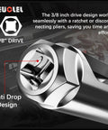 Close-up of Oxygen Sensor Socket 22mm 7/8 Inch 3/8 Drive Offset O2 Sensor Removal Tool showing anti-drop design and drive.