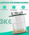 Acrylic barrel of Barrel Polishing Machine for Jewelry and Small Parts, 3 Kg 6.6 Lb Tumbler With 5 Stage Speed Control