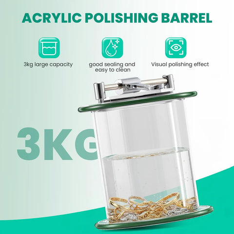 Acrylic barrel of Barrel Polishing Machine for Jewelry and Small Parts, 3 Kg 6.6 Lb Tumbler With 5 Stage Speed Control