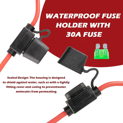Waterproof fuse holder with 30A fuse for 40 Amp Waterproof Electric Fuel Pump Relay Kit For 12V Cars And Trucks