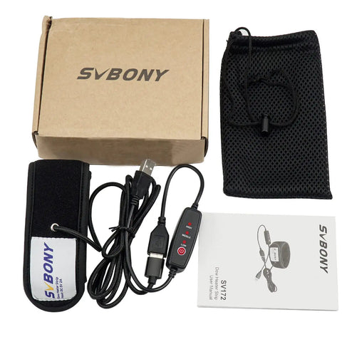 320mm Dew Heater Strip for Telescopes and Camera Lenses, box, USB cable, manual, and storage bag displayed