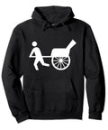 Black Classic Fit Pullover Hoodie Featuring Man Powered Cart Graphic, heavyweight cotton for daily comfort.