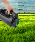 Portable 2L Handheld Spreader for Lawn Care with Adjustable Opening Sizes, Lightweight ABS Tool, displayed in hand over grass