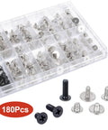 Top Shelf Computer Screws Assortment Kit Featuring 180 Nickel Plated Fasteners in organized carry box for PC case modding.