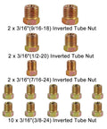 16 fittings for 25 Ft 3/16 Inch Brake Line Kit With Zinc Coated Double Walled Steel Tubing For Cars, Trucks, SUVs, Trailers
