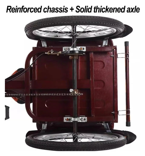 Adult Folding Three Wheel Tricycle With Back Cabin featuring reinforced chassis and solid thickened axle for stability