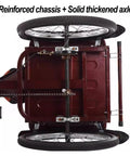 Underside view of Adult Folding Three Wheel Tricycle With Front And Rear Dual Brakes Pneumatic Spoke Wheels Back Cabin Cargo