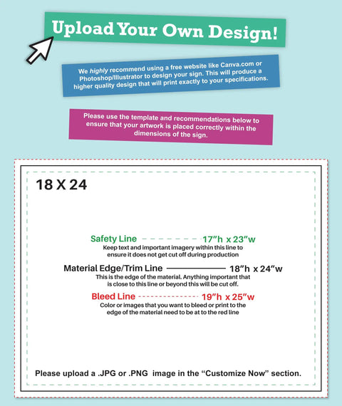 Template for Double Sided Customizable Outdoor Yard Sign Made From Corrugated Plastic With Metal H Stake 18x24 Inches