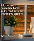 Smart home platform poster with plant and modern device on shelf, promoting Z Wave Hub For Smart Home Systems Easy Setup With Latest Z Wave Chipset Delivers Reliable Range And Smooth Device Control Plug And Play Connecting Z Wave Devices To Your Smart Home Network