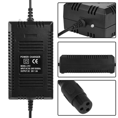 36V Battery Charger With Automatic Battery Tracking And Auto Shutoff showing power plug and unit design details