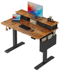 Sit Stand Desk With 40 Inch Work Surface And Adjustable Height From 28 To 46 Inches Quiet Motor Storage Drawers Monitor Shelf