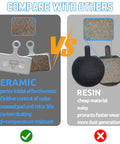 Comparison between Ceramic Bike Brake Pads Set and resin brake pads, highlighting effectiveness, noise control, and durability features.