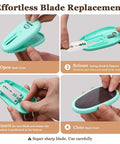 Step-by-step guide for changing blades in Three Pack Bread Lame Set With Ten Replacement Blades And Pattern Booklet.
