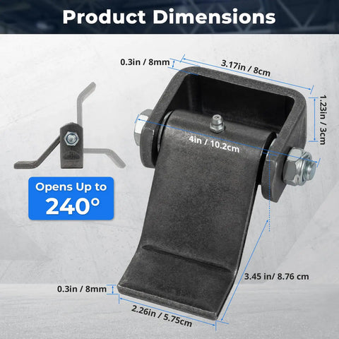 Heavy Duty Weld On Trailer Hinges With Grease Fitting For Dump Trailers, Utility Gates And Trailer Doors, Strap Style angle view