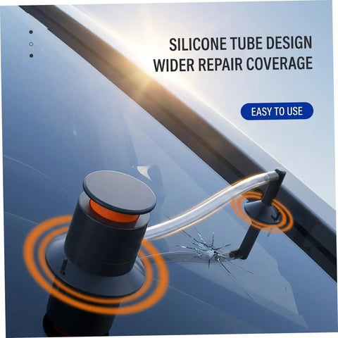 Vacuum Assisted Glass Repair Kit For Chips And Cracks On Windshields, Clear, Long Lasting Resin in use on car windshield