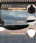 42 Inch Outdoor Ceiling Fan With Light Black Waterproof Gazebo Hangin Fan For Patios And Porches Remote And App Control