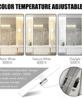 32 Inch Dimmable Modern Vanity Light With Three Color Temperatures 3000K 4000K 5000K Chrome Finish Over Mirror Bathroom Wall Light For Bright Stylish Grooming Spaces shown in different light settings