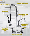 Commercial Sink Faucet With Sprayer And Pre Rinse Wall Mount 8 Inch Center 20 Inch Tall With 8 Inch Swivel Spout Built To Hustle