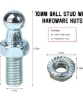4 Pack Heavy Duty 10 Mm Ball Stud With Nuts For Gas Spring Strut Fittings 5/16-18 Thread 9/16 Inch Long Shank Carbon Steel Ball End
