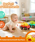 Baby playing with Built To Last Toddler Car Toys Set For Ages 1 To 5 Easy Grip Geometric Cars For Tiny Hands Perfect For Babies 3 To 18 Months