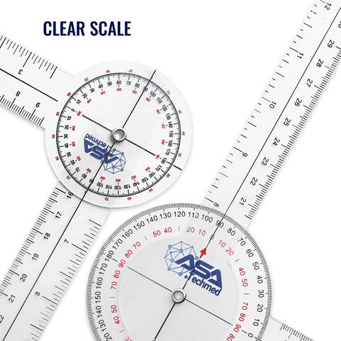 Six Piece Spinal Goniometer Set With 360 Degree Protractor And Finger Goniometer, The Go To Tool For PTs And Rehab Pros, Includes 12 8 And 6 Inch Angle Rulers For Medical Range Of Motion Assessment