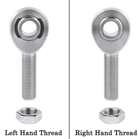 Five Eighth Inch Heim Joints Rod End Kit Four Pack With Right And Left Hand Threads Chromoly Zinc Coated Jam Nuts Included Panhard Suspension Linkage For Heavy Duty Beefed Up Off Road Trucks And SUVs. Left and right hand rod ends with jam nuts