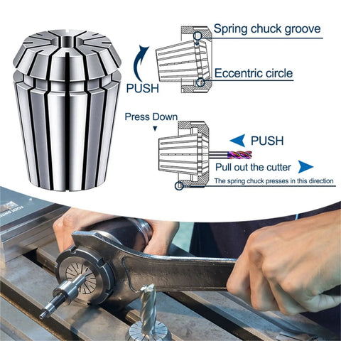 Heavy Duty ER16 Spring Collet Chuck 1 To 10mm And Inch Sets Fits CNC Engraving Machines shown during tool assembly.