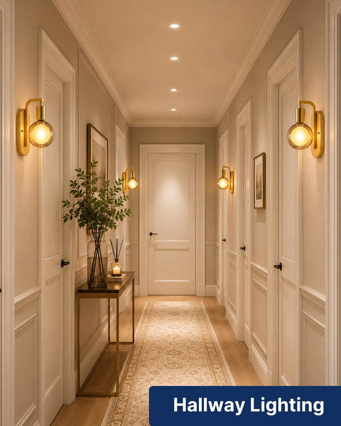 FLSNT Wall Sconces Set of 2 with Oversized G125 LED Bulbs, 1800K Dimmable Ambient Wall Lighting in hallway.