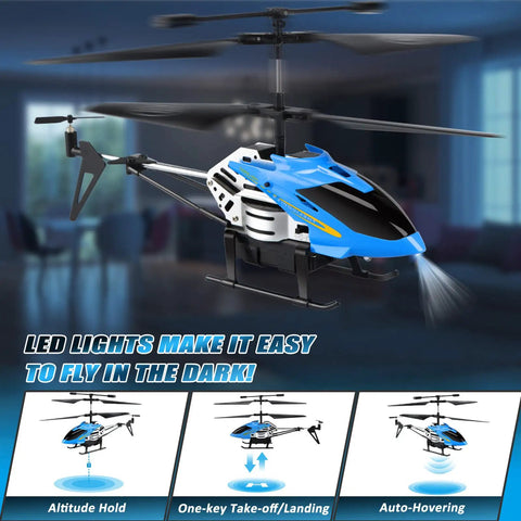 Remote Control Helicopter Toy With One Key Takeoff And Landing Auto Hover LED Lights Three Point Five Channel Gyro Stabilizer