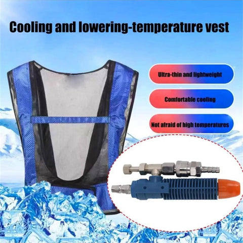 Heavy Duty Efficiency Cooling Waistcoat For Welders Provides Instant Chilled Vortex Air Flow Protection Against High Heat And Humidity In Foundries with nylon material and vortex tube.