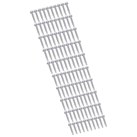 All Purpose Stainless Steel Self Tapping Screws Kit Hex Self Drilling Screws 4.2x32mm And 4.8x32mm 100 Pc Set displayed diagonally