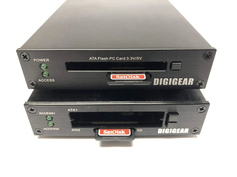 Front view of DIGIGEAR ATA Flash PCMCIA To USB 3.0 Card Reader for SD SDHC SDXC Cards, showing ATA and SD card slots.