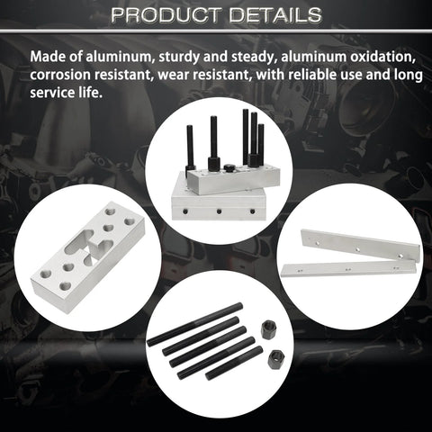 Universal Drill Press Support Block Plate Tool Set Kit, aluminum parts, for bearing and bushing repair, 30 ton capacity