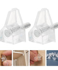 Lightweight 3mm Plastic Shelf Support Pegs Pack Of 60 with studs for cupboard and bookcase shelving, showing clear pegs and installation