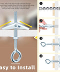 Installation guide for 18Pcs M4 M5 M6 Eye Bolt Toggle Bolts Assortment Kit with Eye Hooks for Drywall and Concrete
