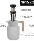 50 Oz Thermal Coffee Carafe Stainless Steel Insulated Dispenser Keeps Your Brew Hot Or Cold For Hours With Tea Infuser