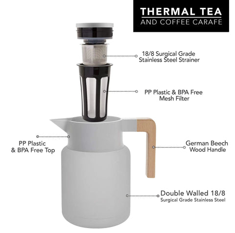 50 Oz Thermal Coffee Carafe Stainless Steel Insulated Dispenser Keeps Your Brew Hot Or Cold For Hours With Tea Infuser