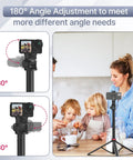 MT79 Extendable Aluminum Tripod Stand 81 Inch Reach with 180 Degree Rotation for Cameras and Phones, shown in kitchen setting