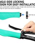 Grippy Ergonomic Bike Grips For BMX And Scooters, non slip comfort handlebar grips with soft rubber, durable cyan, shown with locking mechanism