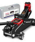 Low Profile Hydraulic Trolley Floor Jack 1.5 Ton Capacity With Lift Range From 5.3 To 12 Inches Black Beefy Heavy Duty Service Jack