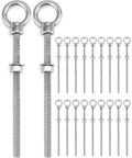 Tough As Nails Heavy Duty 304 Stainless Shoulder Eye Bolts Set, 3/8-16 Thread, 6 Inch Long, 20 Pcs With Nuts And Washers, Fixing Kit For Wood Metal And Outdoor Projects, stainless eye bolts set
