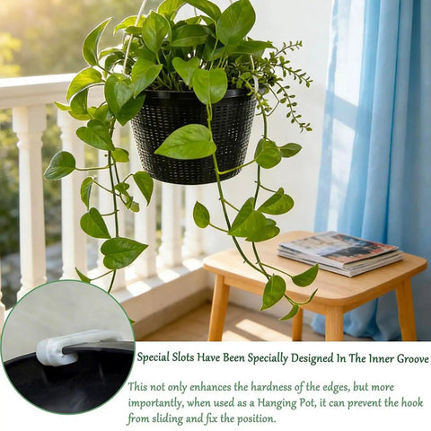 Weatherproof Hydroponic Net Pots Set For Seedlings And Water Plants Heavy Duty Reusable Garden Cups hanging on a balcony